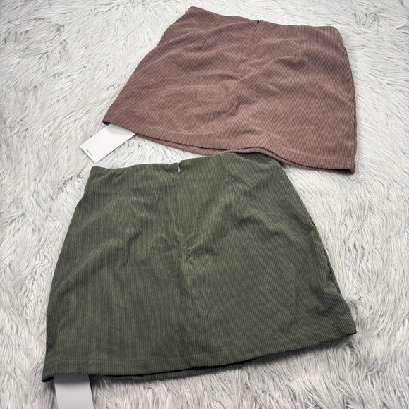 NWT Lot 2 Halara Women's M High Waisted 2-in-1 A Line Mini Skirts Green Brown - Picture 4 of 6